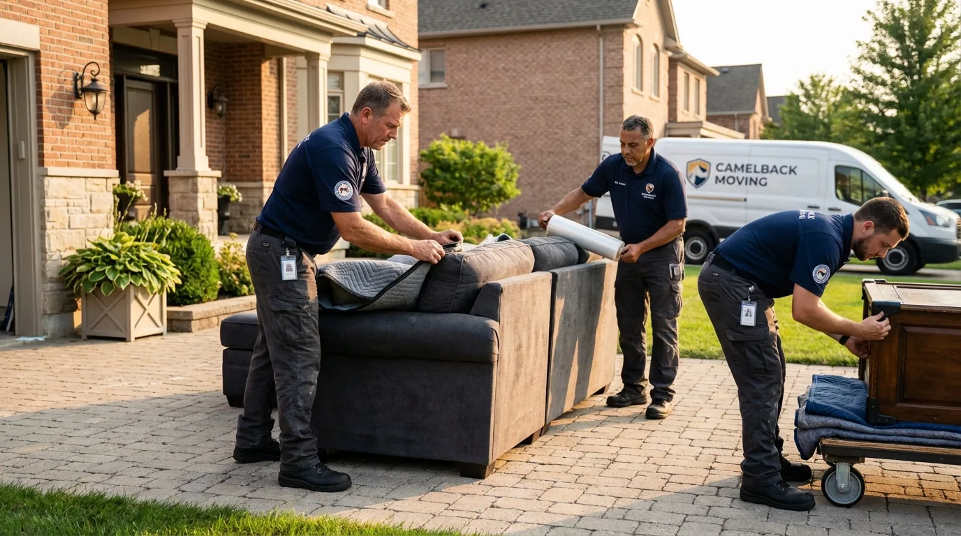 Large estate moving crew wrapping furniture in Hugo, MN